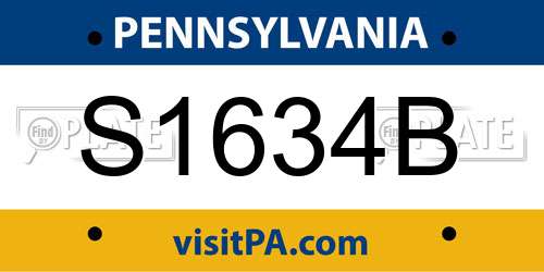 S1634B Pennsylvania License Plate