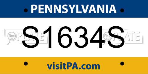 S1634S Pennsylvania License Plate