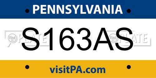 S163AS Pennsylvania License Plate