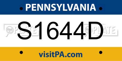 S1644D Pennsylvania License Plate