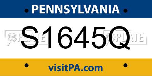 S1645Q Pennsylvania License Plate