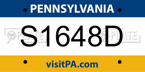 S1648D Pennsylvania License Plate