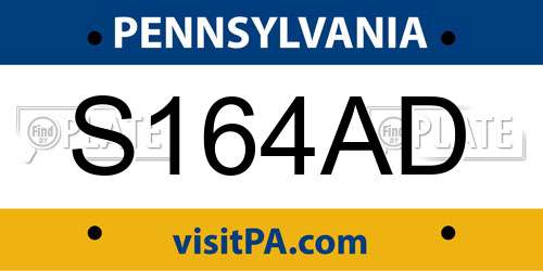 S164AD Pennsylvania License Plate