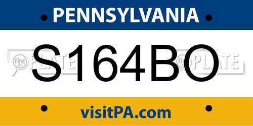 S164BO Pennsylvania License Plate