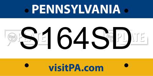 S164SD Pennsylvania License Plate