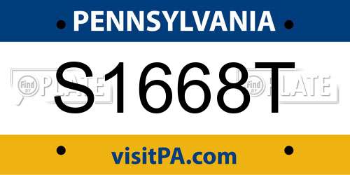S1668T Pennsylvania License Plate