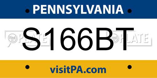S166BT Pennsylvania License Plate