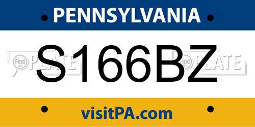 S166BZ Pennsylvania License Plate
