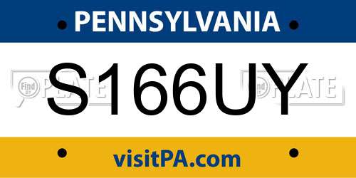 S166UY Pennsylvania License Plate