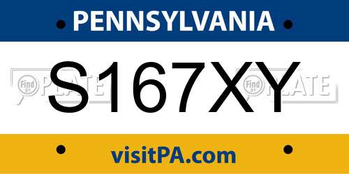 S167XY Pennsylvania License Plate
