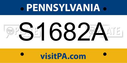 S1682A Pennsylvania License Plate