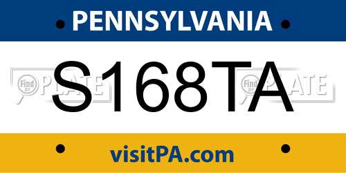 S168TA Pennsylvania License Plate