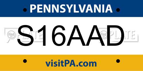 S16AAD Pennsylvania License Plate