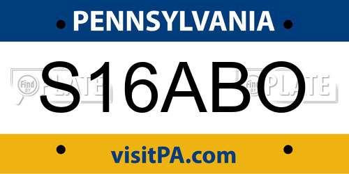 S16ABO Pennsylvania License Plate