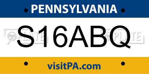S16ABQ Pennsylvania License Plate