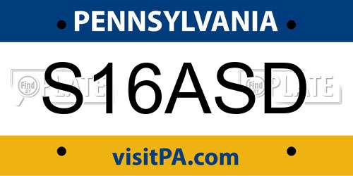S16ASD Pennsylvania License Plate