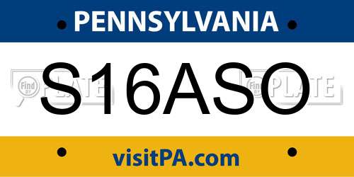 S16ASO Pennsylvania License Plate