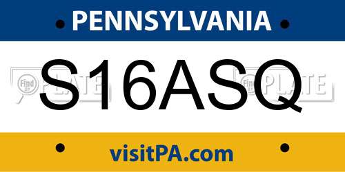 S16ASQ Pennsylvania License Plate