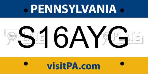 S16AYG Pennsylvania License Plate