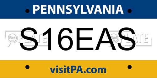 S16EAS Pennsylvania License Plate