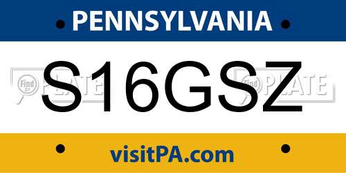 S16GSZ Pennsylvania License Plate