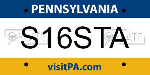 S16STA Pennsylvania License Plate