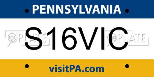 S16VIC Pennsylvania License Plate