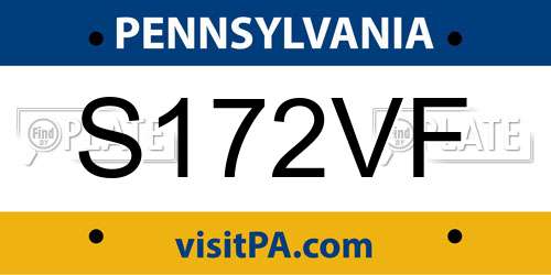 S172VF Pennsylvania License Plate