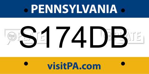 S174DB Pennsylvania License Plate