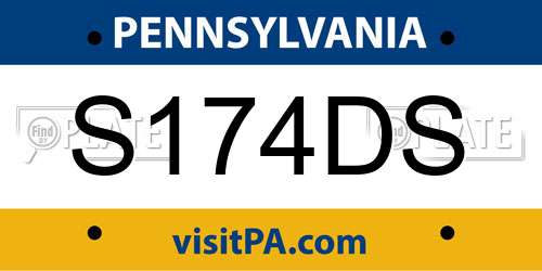 S174DS Pennsylvania License Plate