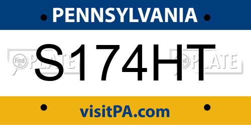 S174HT Pennsylvania License Plate