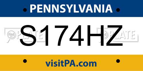 S174HZ Pennsylvania License Plate