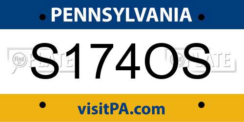S174OS Pennsylvania License Plate