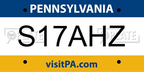 S17AHZ Pennsylvania License Plate