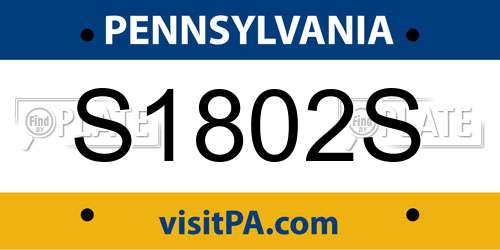S1802S Pennsylvania License Plate