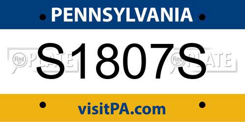 S1807S Pennsylvania License Plate