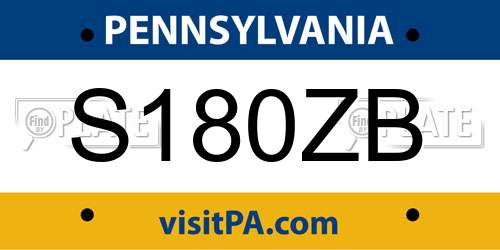 S180ZB Pennsylvania License Plate