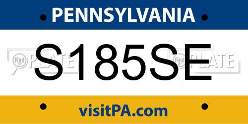 S185SE Pennsylvania License Plate
