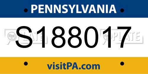 S188017 Pennsylvania License Plate