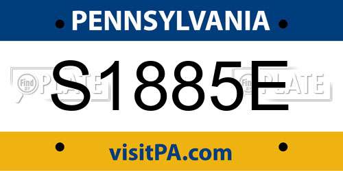 S1885E Pennsylvania License Plate