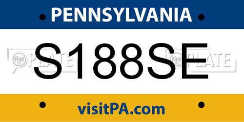 S188SE Pennsylvania License Plate