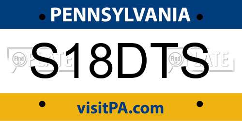 S18DTS Pennsylvania License Plate