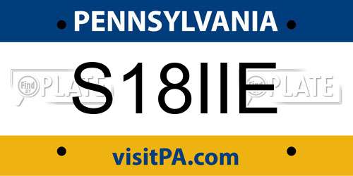S18IIE Pennsylvania License Plate