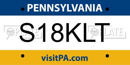 S18KLT Pennsylvania License Plate