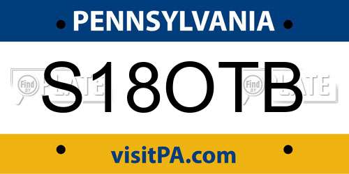 S18OTB Pennsylvania License Plate