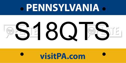 S18QTS Pennsylvania License Plate