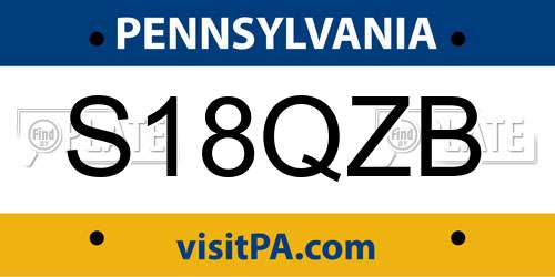 S18QZB Pennsylvania License Plate