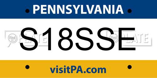 S18SSE Pennsylvania License Plate