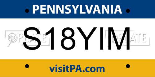 S18YIM Pennsylvania License Plate