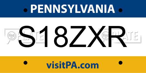 S18ZXR Pennsylvania License Plate